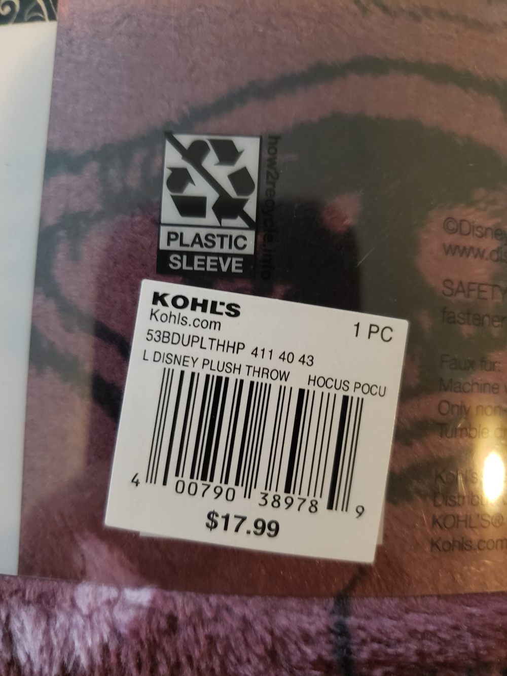 Disney Hocus Pocus Plush Throw Blanket - Purple & Orange - Picture 3 of 7